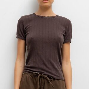 LESET pointelle slim top brown xs